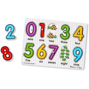 Melissa & Doug Lift & See Numbers Wooden Peg Puzzle - 10 Pieces - FSC Certified